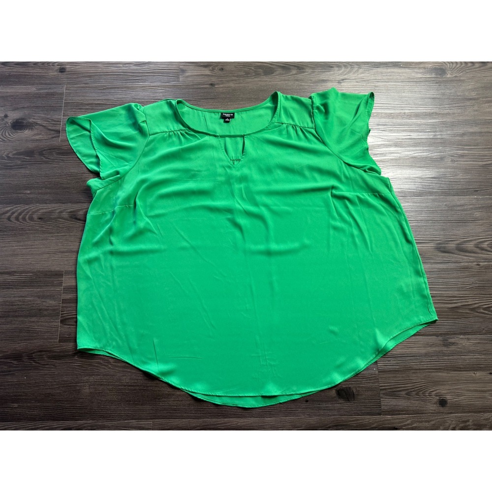 Torrid Harper Kelly Green Georgette Flutter Sleeve Blouse Plus Size 5 5X